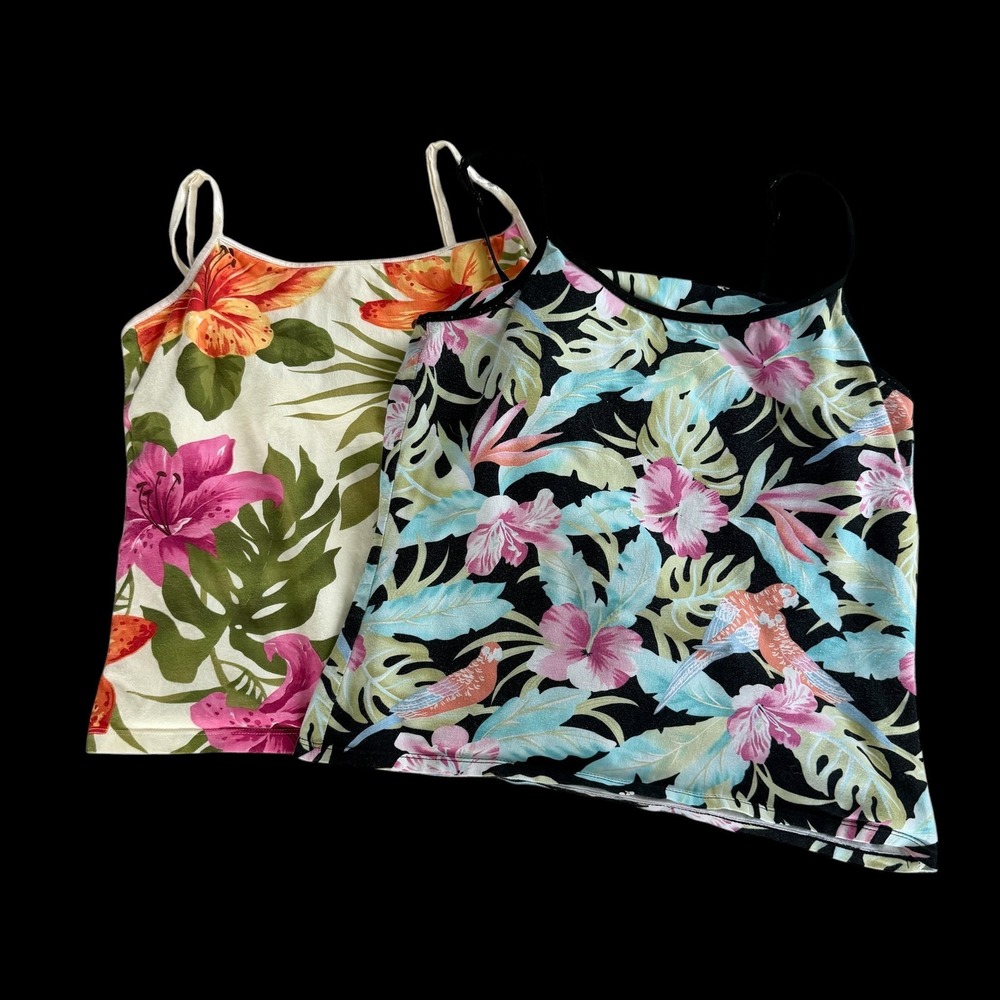 Vintage 90's Tropical Floral Camisole Bundle‎ Cotton Spandex Large
